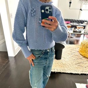 LOVE SHACK FANCY mohair mock neck sweater. perfect condition. L. Powder blue